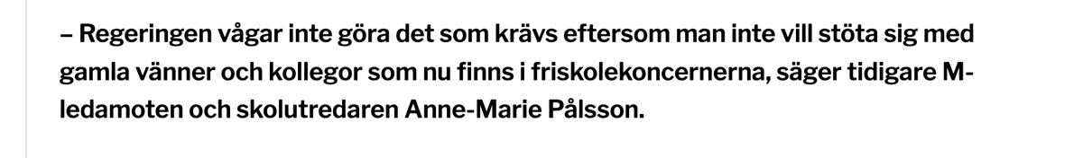 shpetter's tweet photo. Kan inte läsa artikeln tyvärr men den här meningen skrämmer mig mer än lite.
Stämmer det att våra folkvalde väljer at bibehålla skolsystemet för att berika sina vänner så behöver de kastas ut. Tyvärr gäller det även S... 

Finns det alternativ?

https://t.co/sC7pWrhAzl https://t.co/7nCTSCXxJm