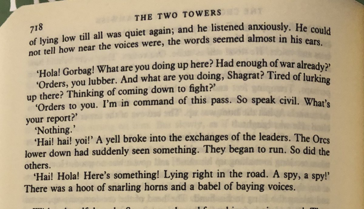 moonlarking's tweet image. Rereading this chapter for no particular reason. How silly of Tolkien to have included it! Doesn’t he know that orcs are mindless cannon fodder chaos demons? They don’t joke or have camaraderie or follow orders or make judgements or dream about a better life!