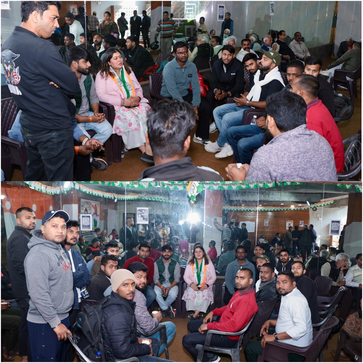 दिल्ली विश्वविद्यालय में पढ़ाई कर रहे वजीरपुर के युवाओं के साथ विस्तार से चर्चा हुई।

इस दौरान उन्हें कांग्रेस पार्टी की युवा उड़ान योजना के बारे में  बताया, जिसके तहत दिल्ली में कांग्रेस की सरकार बनने पर युवाओं को एक साल की अप्रेंटिसशिप और हर महीने ₹8,500 की आर्थिक सहायता