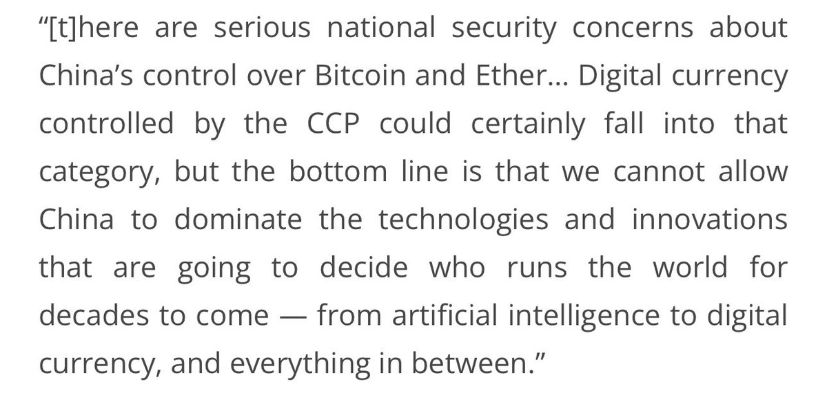Bad news Bitcoin Maxis.  Guess who warned Jay Clayton about China controlling Bitcoin mining long ago? modernconsensus.com/politics/u-s-i…