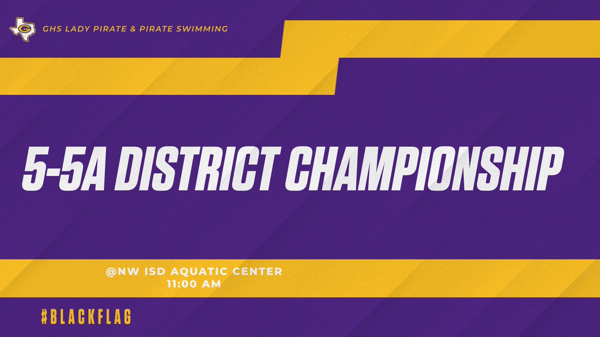 District Championship time!

⏰ 11:00 AM
📍 NW ISD Aquatic Center
Justin, TX. 

Go Pirates!

#BlackFlag