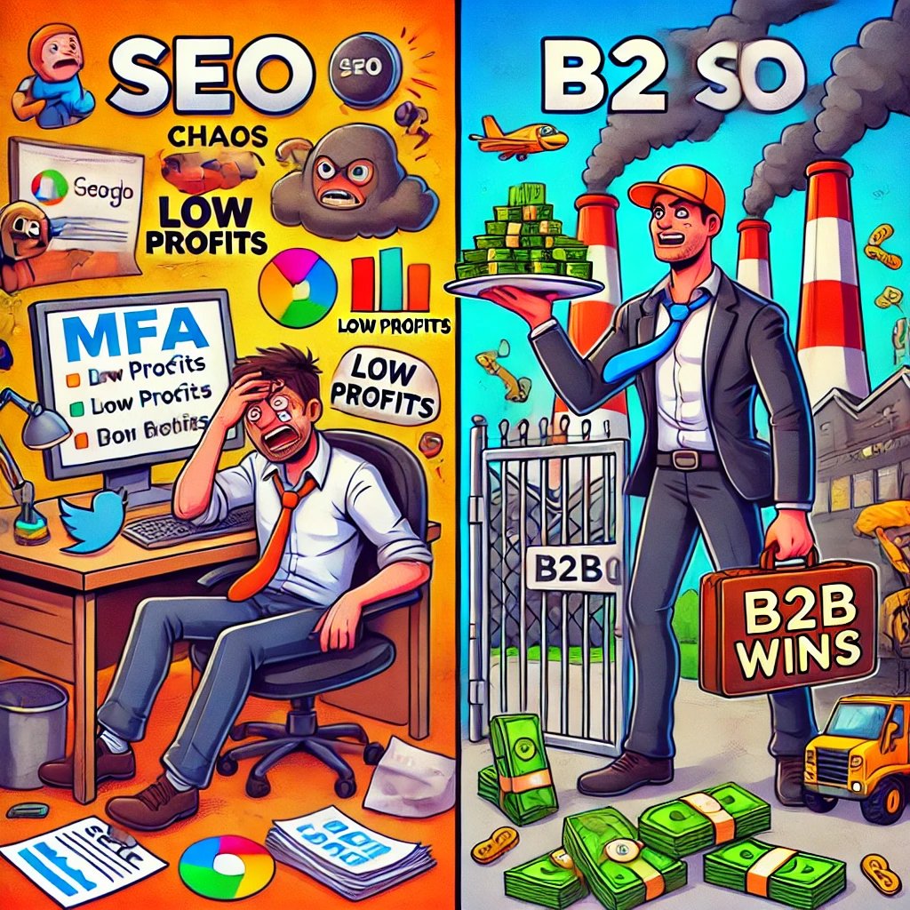 LeNoobCodeur's tweet photo. 🔥 Pourquoi je vais foncer dans les niches B2B en SEO que même les "experts" fuient ?

Raison 1 :
500€ de CA après 8 mois de combat ? Non merci.

▶️ Les sites #MFA (fatigués) crèvent sous les mises à jour de Google.  
▶️ En B2B, 1 vente = 1 commission qui pète (même à 3% sur du 50k€, ça fait 1500€).  

Raison 2 :
Le SEO derrière un écran, c’est la mort lente.

▶️ Moi, je veux :  
- Défoncer des portes d’usines, pas des forums Reddit.  
- Serre des mains, pas que des CTR.  
- Apprendre des business concrets (logistique, industrie, tech)

Raison 3 :
Investissement de départ ? Une connexion internet et un carnet d’adresses.

▶️ Pas besoin de :  
- Site à 1k€.  
- Backlinks à 100€/pièce.  
▶️ Juste un bon argumentaire, un contact terrain, et un site MIEUX OPTIMISÉ

🎯 Le combo ultime :
- Prix d’achat élevés → Même 1 vente/mois = rentable.  
- Zéro concurrence SEO → Tu domines le top 3 en 6 mois.  
- Relation client longue → Tu deviens le gars du SEO de leur écosystème.  

🚀 Je lance mon 1er site B2B SEO la semaine prochaine. 
→ RT si tu veux le débrief quotidien
→ Commente "GO" pour recevoir ma checklist en DM : 7 étapes se lancer en Rank & Rent.

#SEORebel #RankAndRenk #B2B #SEOtips
