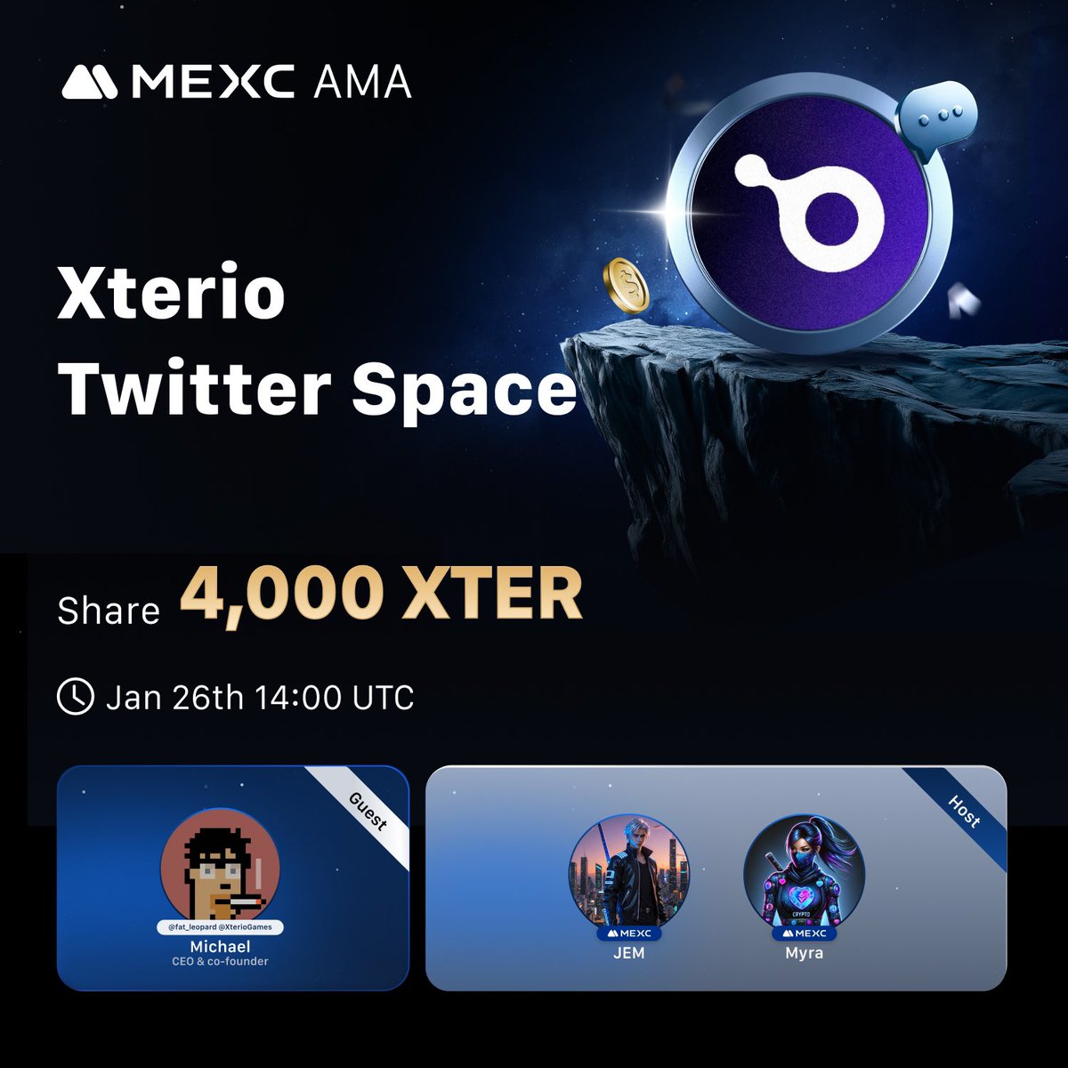 🔥 Join the #MEXC x #XTER / @xteriogames X Space AMA:  x.com/i/spaces/1BRKj…

🎁 Win a share of the 4,000 XTER AMA prize pool:  gleam.io/competitions/F…