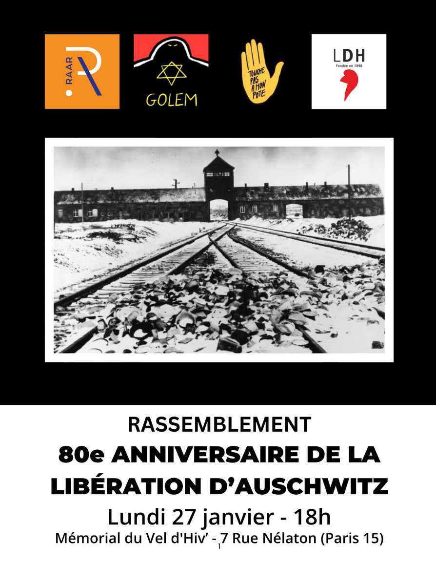 Rassemblons nous nombreux-ses pour rendre hommage aux victimes des camps de mise à mort #nazis &amp; pour affirmer notre détermination à combattre toutes les extrêmes-droites alors que #ElonMusk brandit impunément un salut #nazi tout en soutenant la pire extrême-droite en #Allemagne