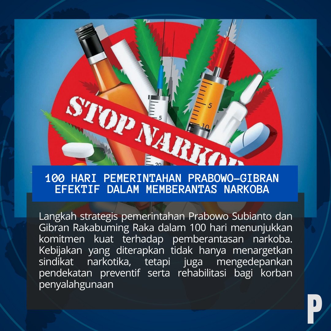 partofBNN's tweet photo. Komitmen kuat Prabowo-Gibran dalam 100 hari pertama: Narkoba bukan hanya ditindak, tapi juga dicegah dan korban diberi kesempatan untuk pulih. Semangat baru untuk generasi penerus! 🌱 #BerantasNarkoba #StopNArkoba #IndonesiaBebasNarkoba https://t.co/FTIXhsvpSh