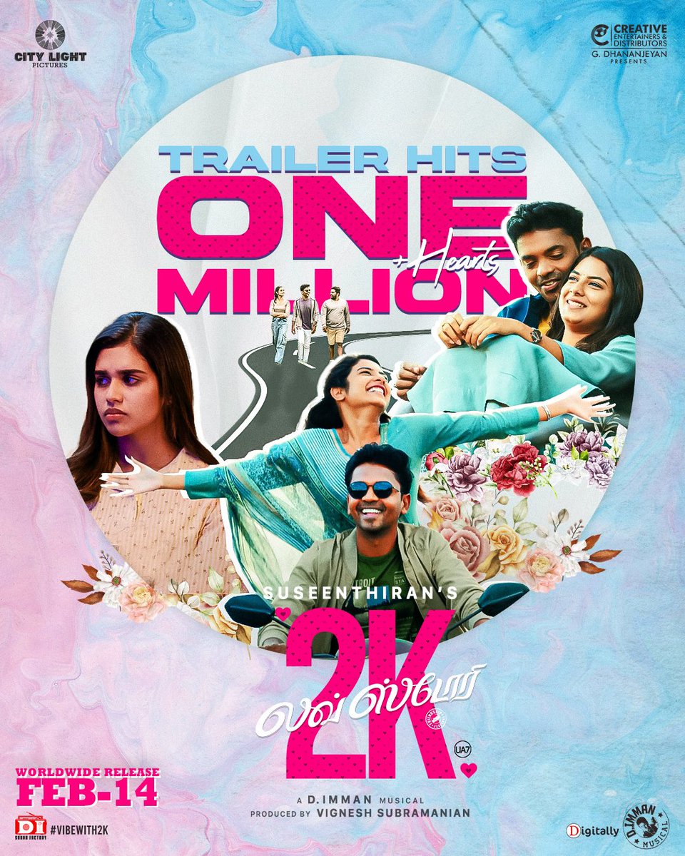 D LALITHAA (@lalithagd) on Twitter photo Love, 2K and Everything inbetween. #2KLoveStory Trailer Hits 1M hearts ๐
#2KLoveStoryTrailer link ๐ youtu.be/k19azk2aBTw
#2KLoveStoryfrom14thFeb โค๏ธ
<a href="/Dir_Susi/">vennila production</a> <a href="/immancomposer/">D.IMMAN</a> <a href="/iamjagaveer/">Jagaveer</a> <a href="/MeenakshiGovin2/">Meenakshi Govindharajan</a> <a href="/CityLightPics/">City Light Pictures</a> <a href="/Vignesh17935/">Vignesh subramanian</a> <a href="/Dhananjayang/">G Dhananjeyan</a> <a href="/CreativeEnt4/">Creative Entertainers</a> <a href="/Bala_actor/">Bala saravanan actor</a> Love, 2K and Everything inbetween. #2KLoveStory Trailer Hits 1M hearts ๐
#2KLoveStoryTrailer link ๐ youtu.be/k19azk2aBTw
#2KLoveStoryfrom14thFeb โค๏ธ
<a href="/Dir_Susi/">vennila production</a> <a href="/immancomposer/">D.IMMAN</a> <a href="/iamjagaveer/">Jagaveer</a> <a href="/MeenakshiGovin2/">Meenakshi Govindharajan</a> <a href="/CityLightPics/">City Light Pictures</a> <a href="/Vignesh17935/">Vignesh subramanian</a> <a href="/Dhananjayang/">G Dhananjeyan</a> <a href="/CreativeEnt4/">Creative Entertainers</a> <a href="/Bala_actor/">Bala saravanan actor</a>