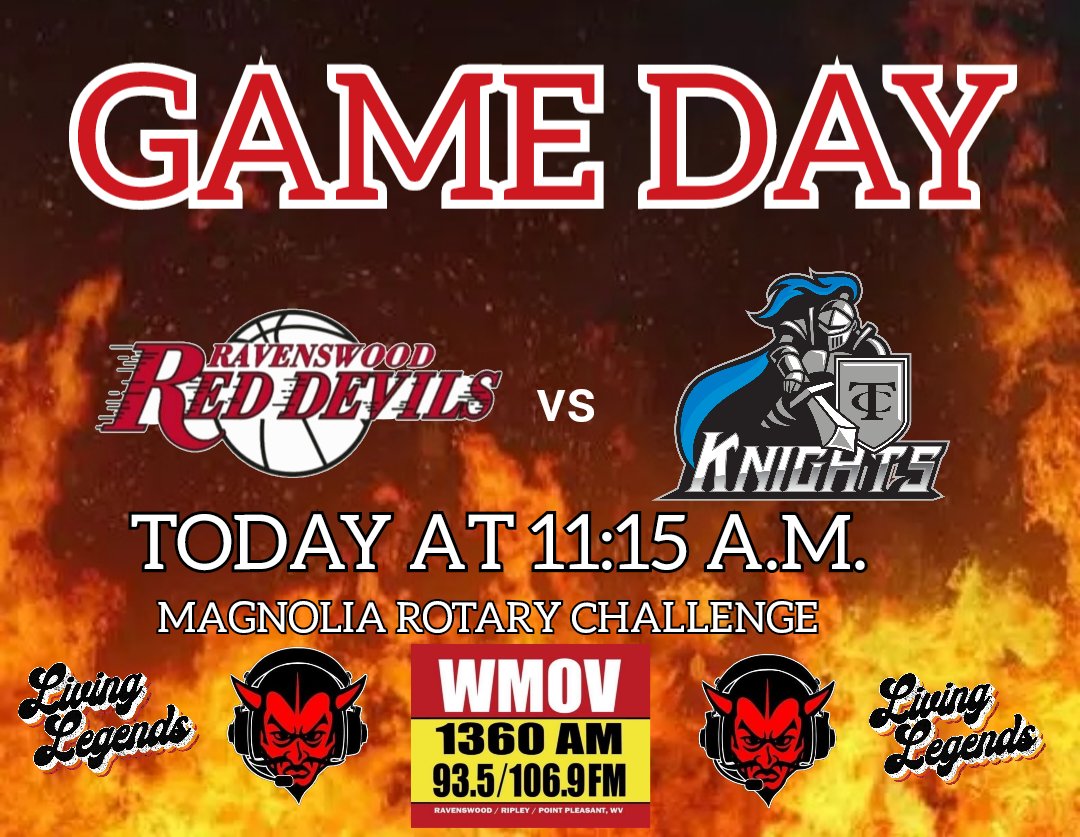 REDDEVILRADIO's tweet photo. It's Game Day!! Catch our coverage (radio only) live from Magnolia High School (Rotary Challenge), as the Red Devils battle Tyler Consolidated on Radio WMOV 1360 AM, FM 106.9 and FM 93.5 #wvprepbb #Ravenswood #Tyler #WMOV #BloxtonBrothers #LivingLegends #RadioEra #RevivalOfRadio https://t.co/VKbSvU00HH