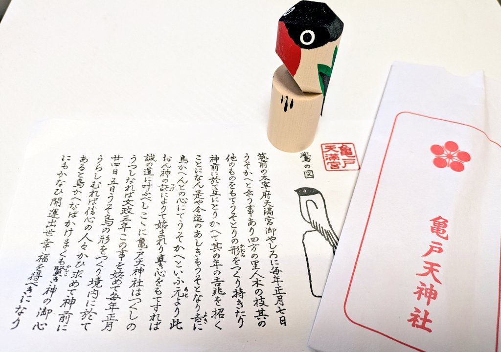 亀戸天神⛩️で鷽替神事の抽選番号が発表されてました！購入した時に