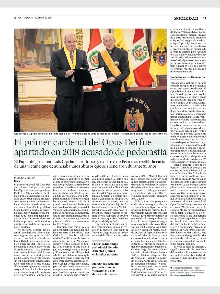 Lo que ya se sabía pero no se podía decir abiertamente: Mons. Cipriani cometió abuso sexual contra un menor de edad.