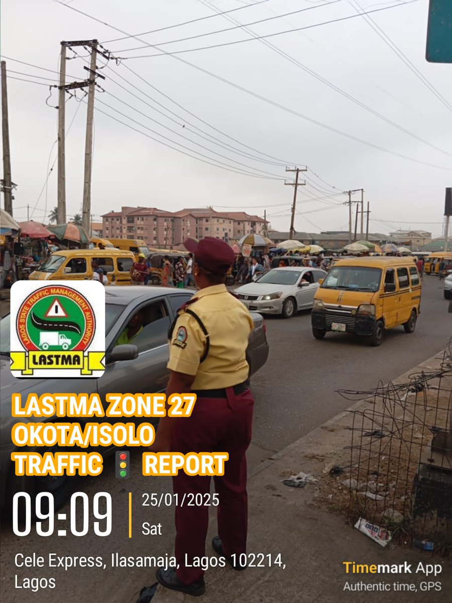 followlastma's tweet photo. [9:21AM] #Okota #Isolo #TrafficUpdate 

Ballet to connect Service lane is good to go. Cele link bridge is good to go. Cele inbound Ago palace is good to go, return journey is good to go. Ilasa-Transformer to Apata junction is good to go, likewise return journey. Ago roundabout to Ibeh road is good to go, likewise return journey.

5 Star to connect Iyana Isolo is good to go. Daleko-Isolo bridge is a moving traffic.

LASUSTECH roundabout through Limca, Aiye, College, Ishaga, Ile Ibadan, Ire Akari and Kogberegbe is good to go, likewise return journey.

Pako en route Oke-Afa bridge is good to go, likewise return journey.

Pako to connect Chemist bus-stop is good to go, likewise return journey.