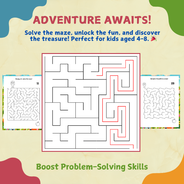 BellaDigit1's tweet image. Fun + Learning = Maze Adventure! 
Looking for screen-free fun for kids aged 4-8? Our Maze Activity Book has 40 unique mazes and solutions across 66 pages! Perfect for developing creativity and problem-solving skills.
📥 Get your copy today: belladigi.store/b/q2YVo
#MazesForKids