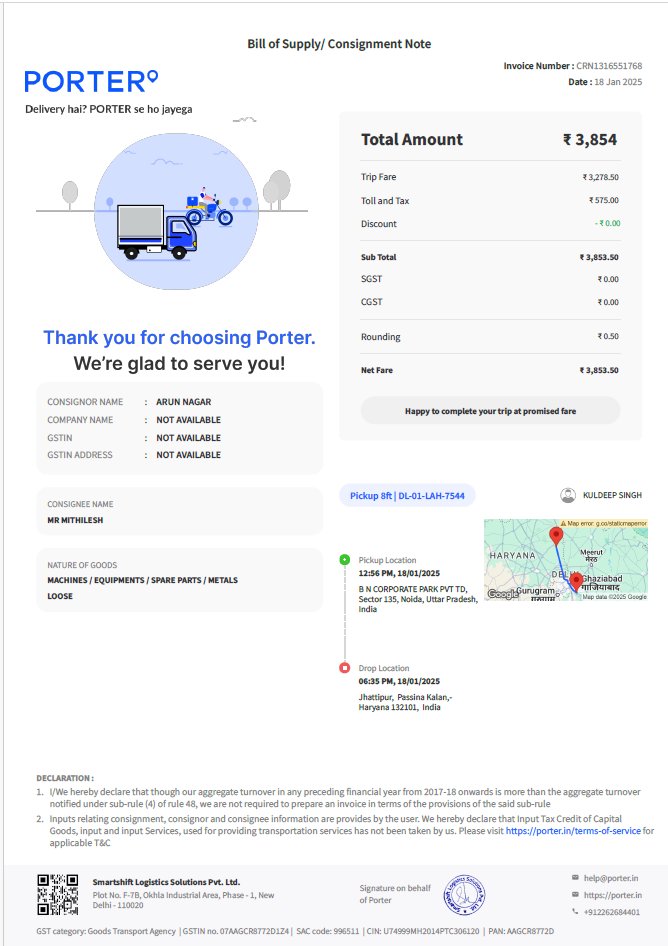 AbhiSh_ekPathak's tweet photo. @porterit_ theft company , i booked courier and delivery driver did Froud to us charged Multiple Payments through sender as well as receiver now not responding https://t.co/Jf9XEZXgUJ