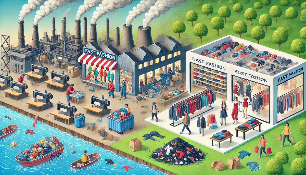 1. 패스트 패션 산업의 시작
글로벌화와 기술 발전 덕분에 저렴한 비용으로 대량생산이      가능해졌고, 빠르게 변하는 트렌드와 소비자의 욕구를 만족시키기 위해 등장했습니다.

2. 현재 패스트 패션의 특징
빠른 생산 주기: 몇 주 만에 새 상품 출시.
저렴한 가격: 누구나 쉽게 구매 가능.
소셜