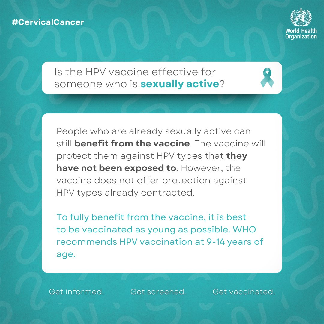 Is the #HPV vaccine effective for someone who is sexually active❓

#CervicalCancer