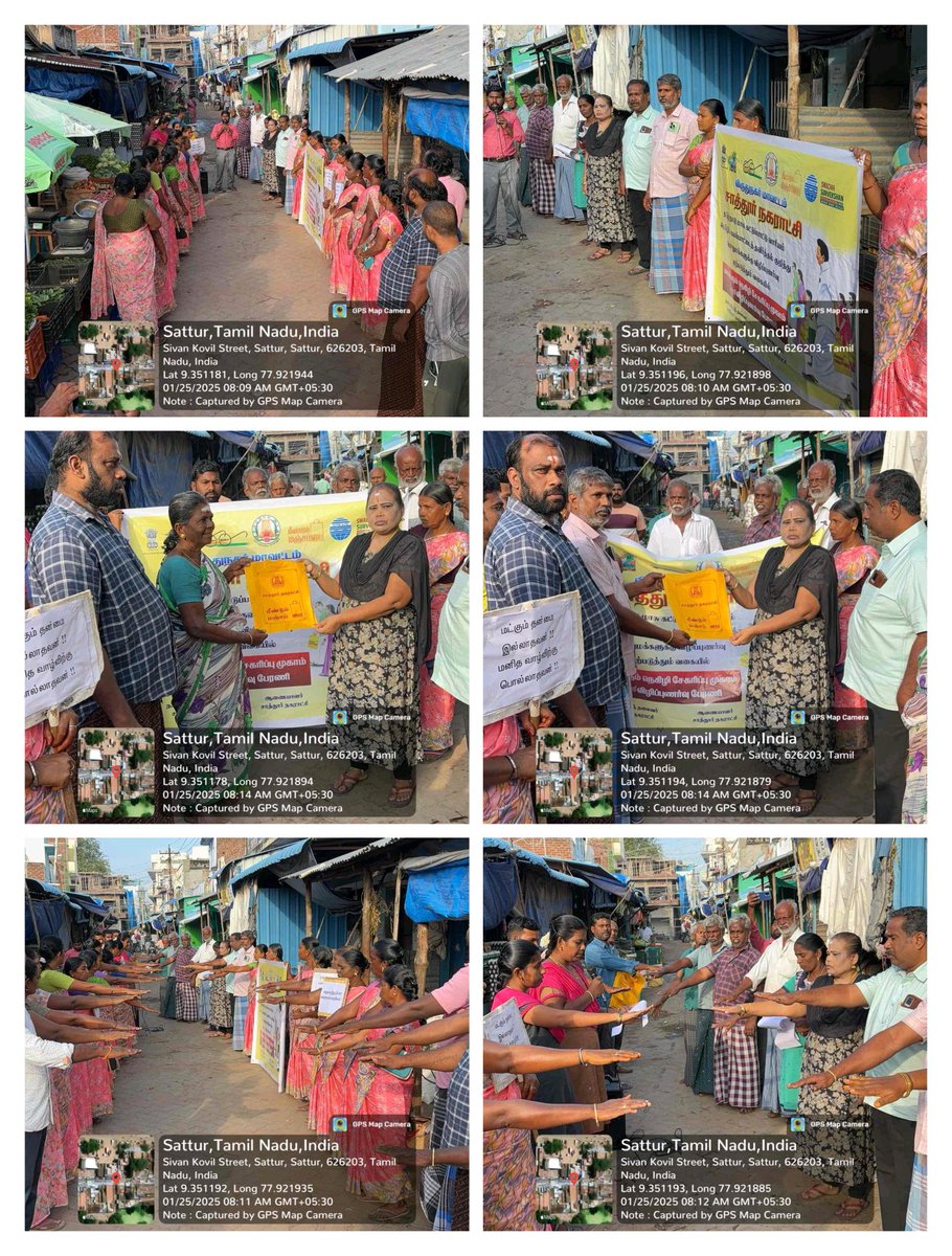 COMMISSIONERS03's tweet photo. Plastic, Manjapai Awareness &amp; Rally at Market, Sattur.
@tnpcb_manjappai
#SwachhSurvekshan2024 #SayNotoSUP 
#GarbageFreeCities @KN_NEHRU
@MoHUA_India  @MawsTamilnadu
@Secretary_MoHUA
@RoopaMishra77
@SwachhBharatGov
@sbmrdmanellai
@VNRCollector https://t.co/3ffgq0Q8N1