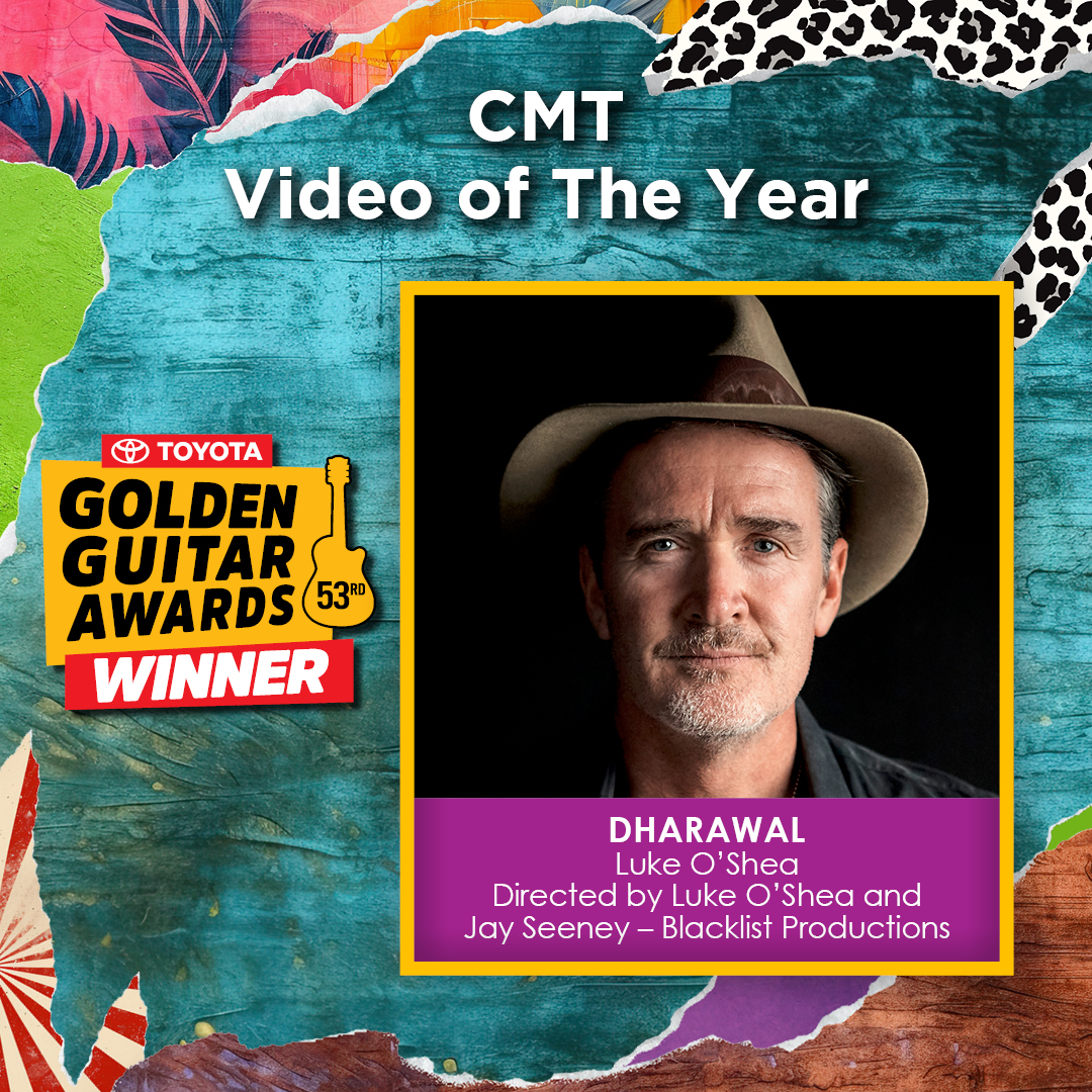 The 2025 Golden Guitar for CMT Video of the Year goes to...

Luke O'Shea for “DHARAWAL”, directed by Luke O’Shea and Jay Seeney, Blacklist Productions.

#GoldenGuitars #TCMF2025