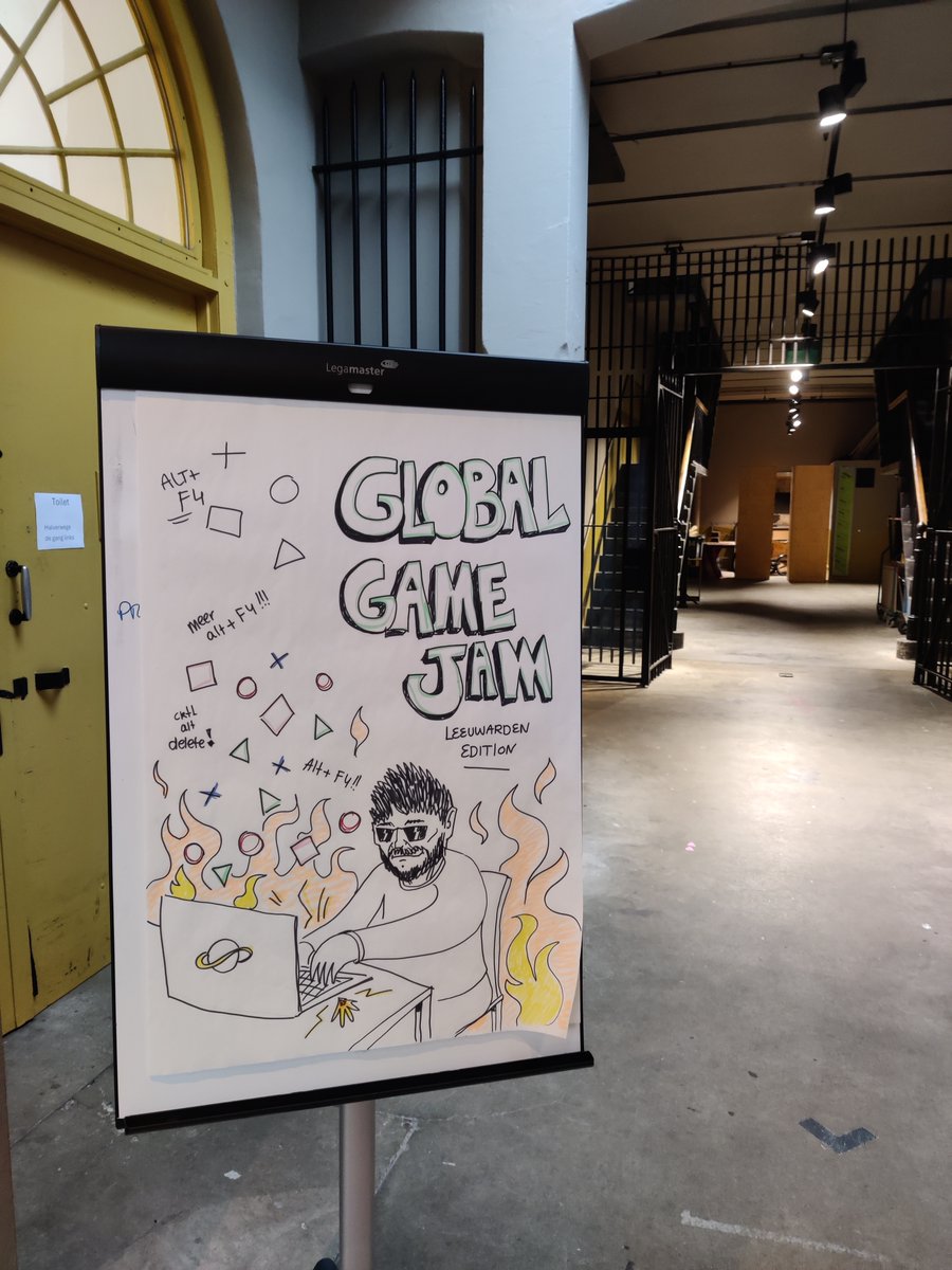 Friso_'s tweet image. Groetjes from the Global Game Jam in Leeuwarden! #ggj Jamming in prison