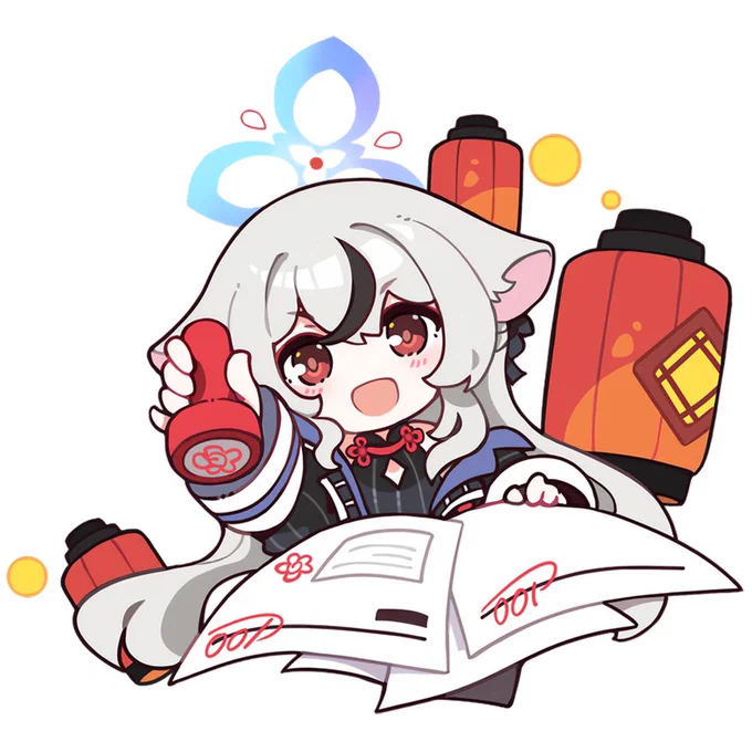 ブルアカ中国版の春節お祝いに描いたスタンプ 