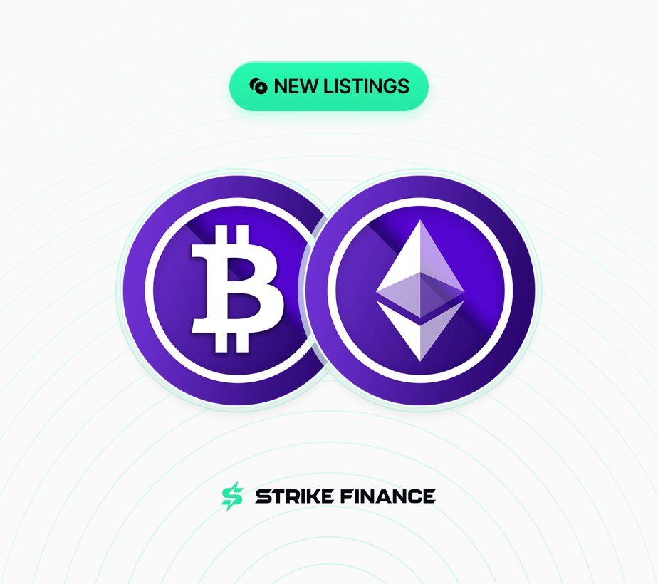 New listings: iBTC and iETH 🌐

Top stablecoins, now turbocharged with forwards.

👉 strikefinance.org