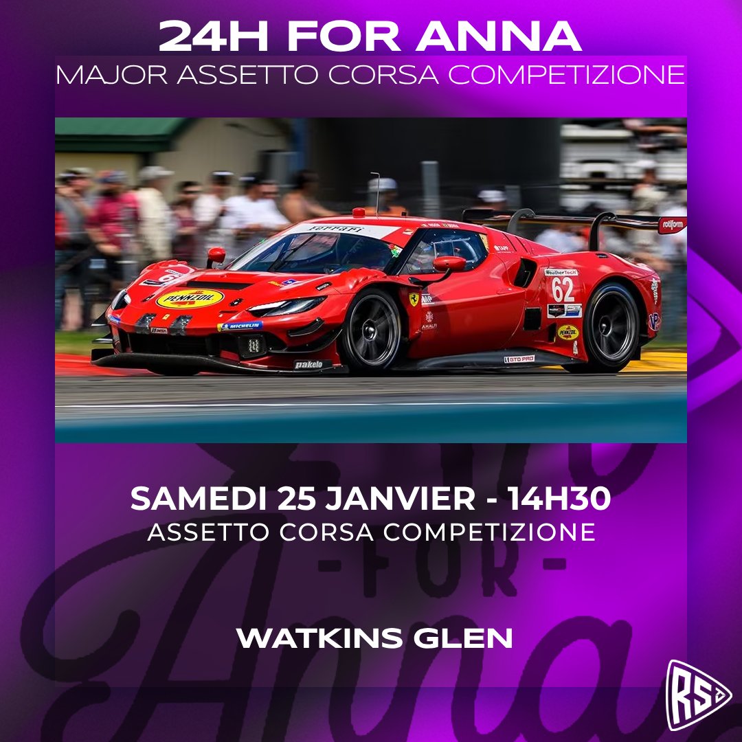 L'ultime danse des 24h for Anna 2024/2025 c'est aujourd'hui sur Assetto Corsa Competizione.

Une volonté : exploser la cagnotte !

A suivre dès 14h30 sur la chaîne Twitch de la RaceStartTV !

twitch.tv/racestarttv

#simracing #assetocorsa #24hforanna