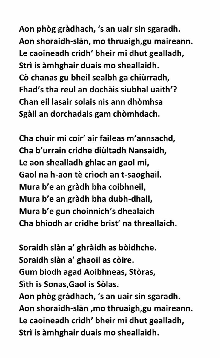 Mo thionndaidh Gàidhlig air 'Ae Fond Kiss' son Latha Burns: