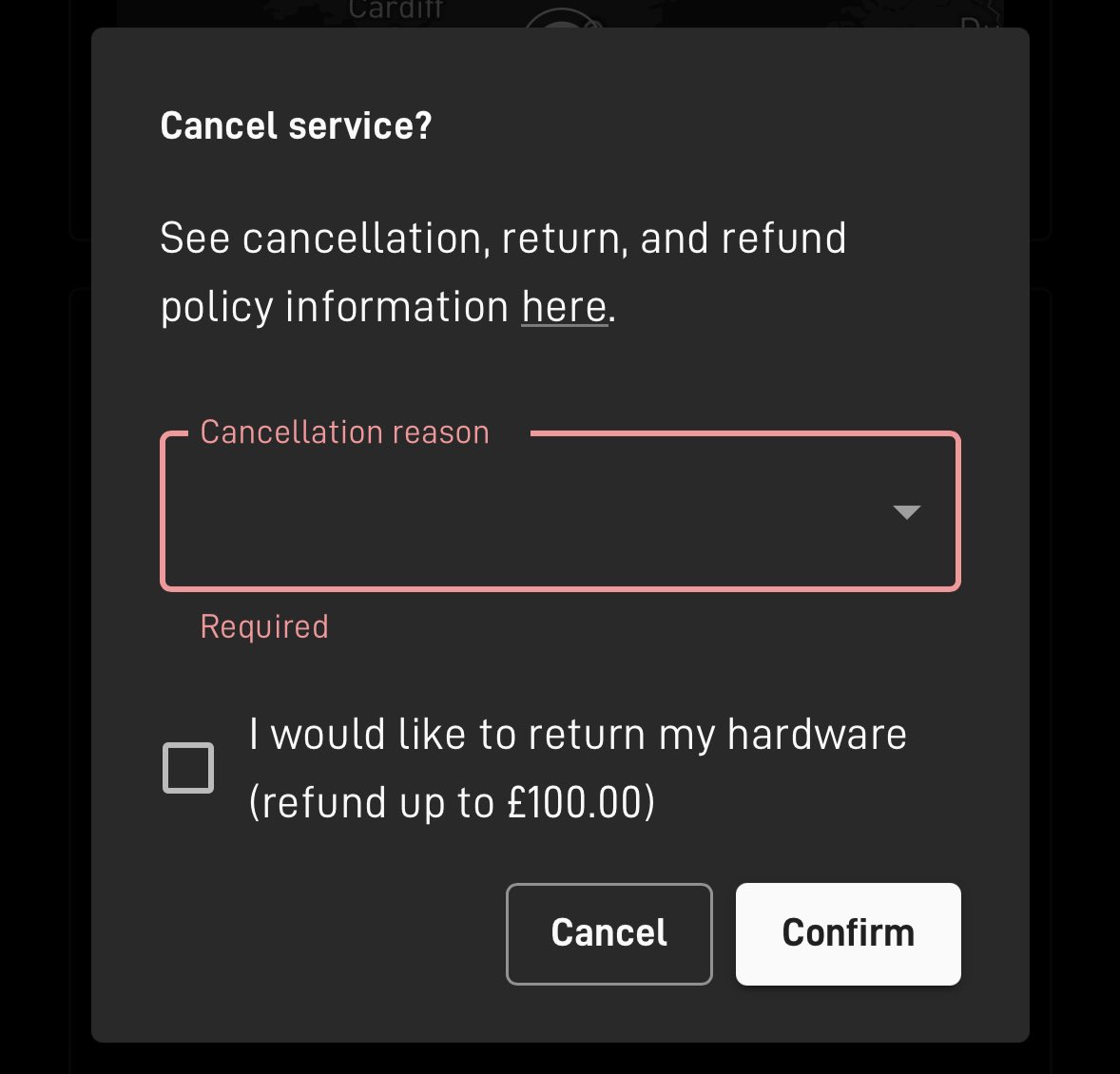 JontySmith's tweet photo. @Starlink if you’re going to make a cancellation reason mandatory can I suggest “I don’t want to support fascism” as an option? https://t.co/0D9QKNaOy7