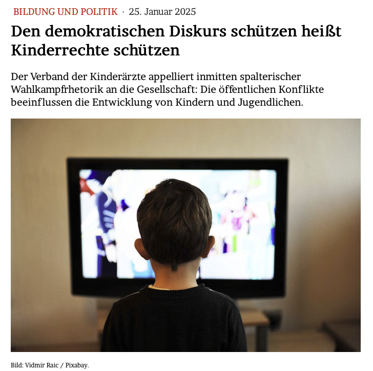 JMWiarda's tweet photo. Den demokratischen Diskurs schützen heißt #Kinderrechte schützen

Der Verband der #Kinderärzte appelliert inmitten spalterischer Wahlkampfrhetorik: Die öffentlichen Konflikte beeinflussen die Entwicklung von Kindern und Jugendlichen.

Im #WiardaBlog: https://t.co/Wd46fn9u1U https://t.co/eNKf5bJNAf
