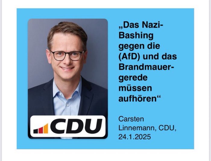 +++ Letzte Warnung +++

Die Union bereitet sich auf allen Ebenen auf eine Koalition mit der gesichert rechtsextremen Faschistenpartei vor