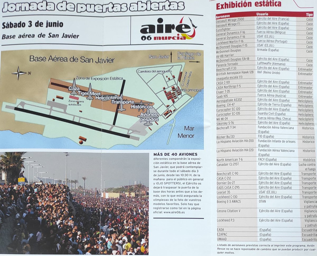 Web_AME's tweet photo. Recordaremos los viejos tiempos de #Aire06 ? Ojalá porque creo que no se ha vuelto a reunir en 🇪🇦 tanta #PatrullaAcrobatica 
#Murcia #SanJavier #Aire25 @AvionRevueInt 😉 Feliz Aniversario @patrullaguila 👏👏💪👍🧐👇 https://t.co/4JwonqqeWc