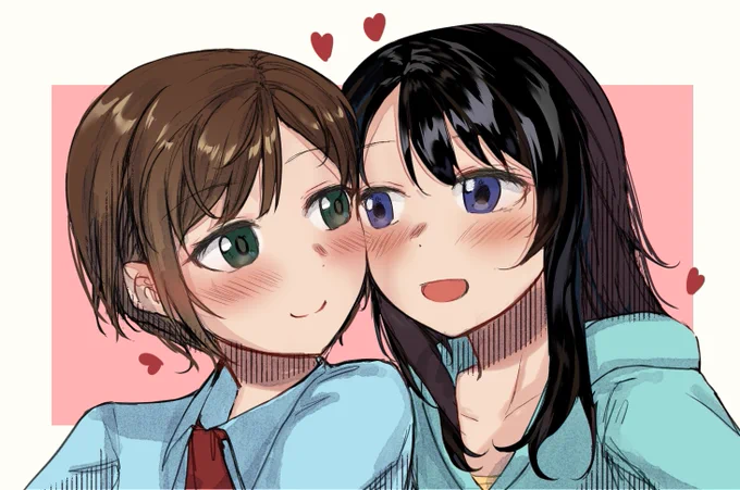 #100日チャレンジ #リク絵4日目「クロスファイトビーダマンの天宝院ルリと稲葉ナツミが百合百合してる絵」 