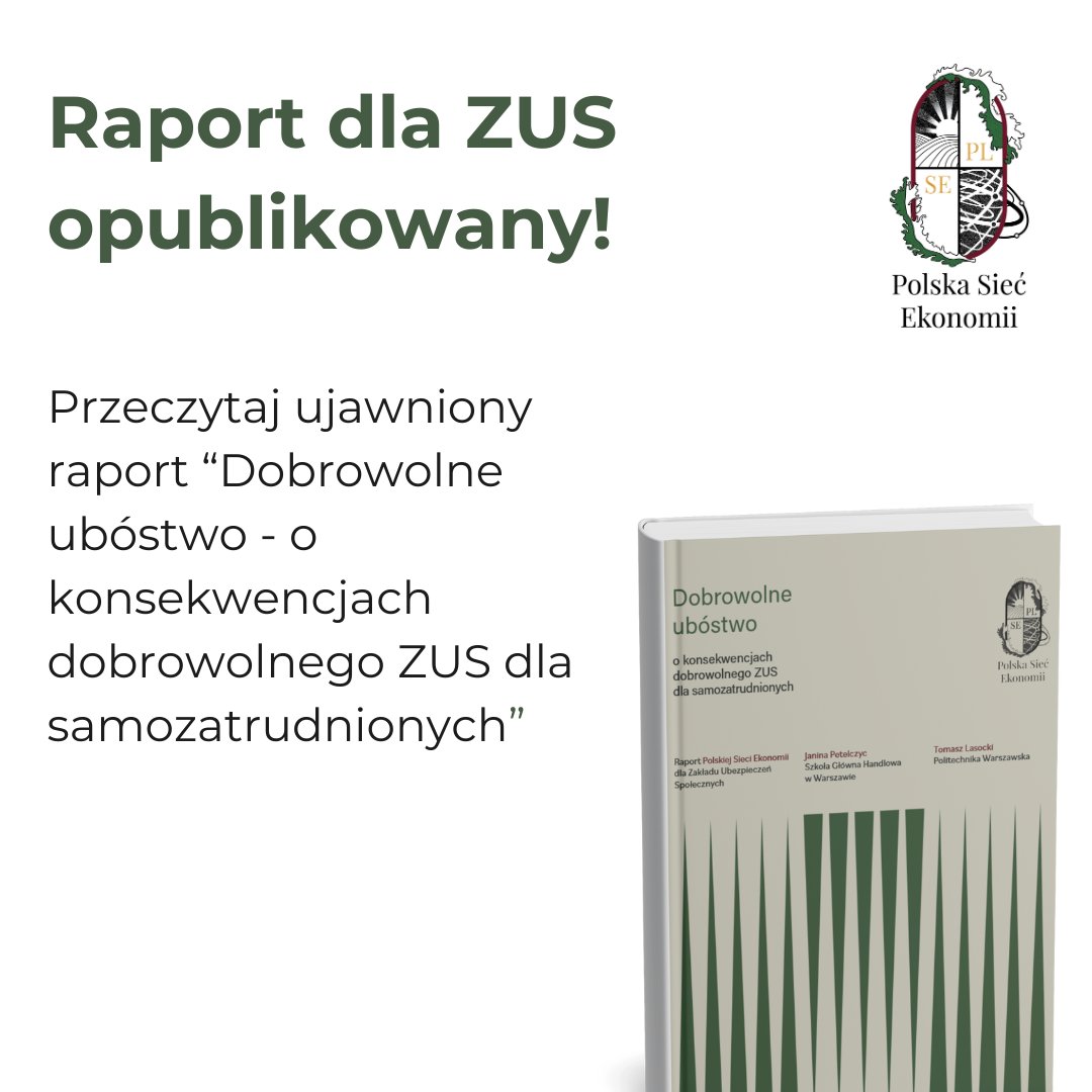 PLSiecEkonomii's tweet image. Gratulujemy @zus_pl  podjęcia dobrej decyzji i opublikowania raportu o konsekwencjach &quot;dobrowolnego ZUS&quot; oraz sytuacji emerytalnej osób samozatrudnionych. Zachęcamy do lektury, w tym szczególnie głównych wniosków i rekomendacji. Link w komentarzu.