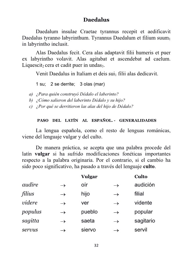 Esta  pág.   es  la  primera con textos seguidos y contenidos  de la Evolución  al  español  según aparece en NOCIONES  DE  LENGUA LATINA con derivados, evolución al  español y traducciones