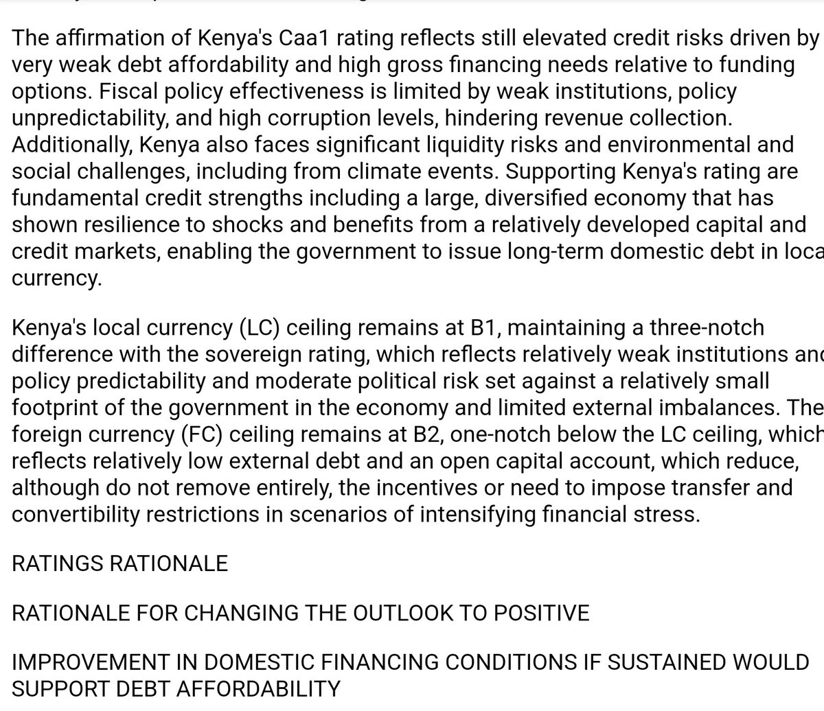Moody's Kenya's outlook changes to positive from negative. I think our ODM experts we lent to KK administration are overworking!