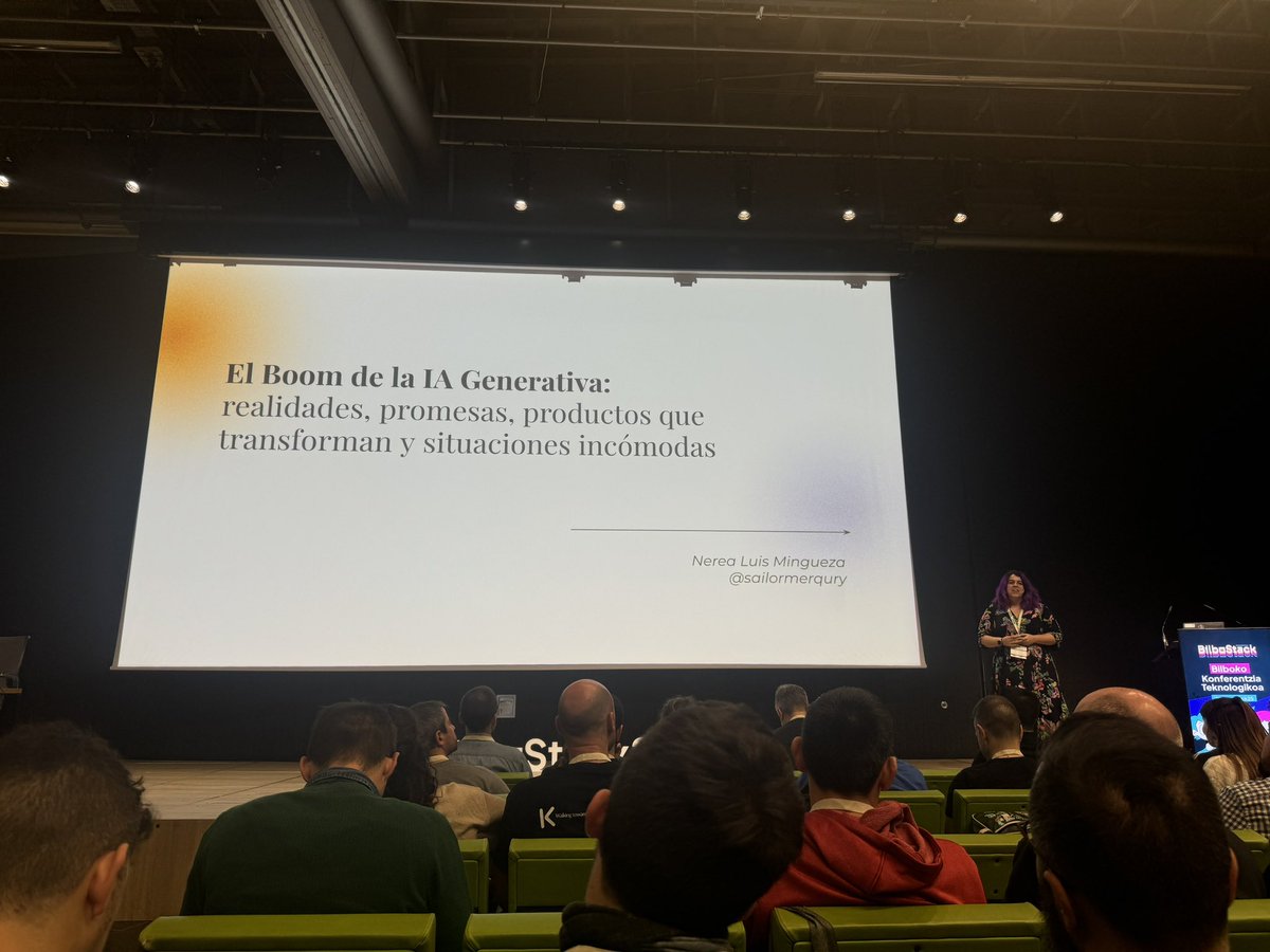 sonia_toqqe's tweet image. Empezamos con @sailormerqury hablando de IA generativa y el boom que ha supuesto en estos últimos años 💥
#BilboStack25
