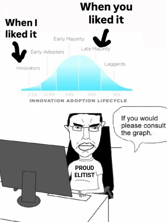 RecursiveCatnip's tweet image. regarding several things that are currently becoming cool in the mainstream