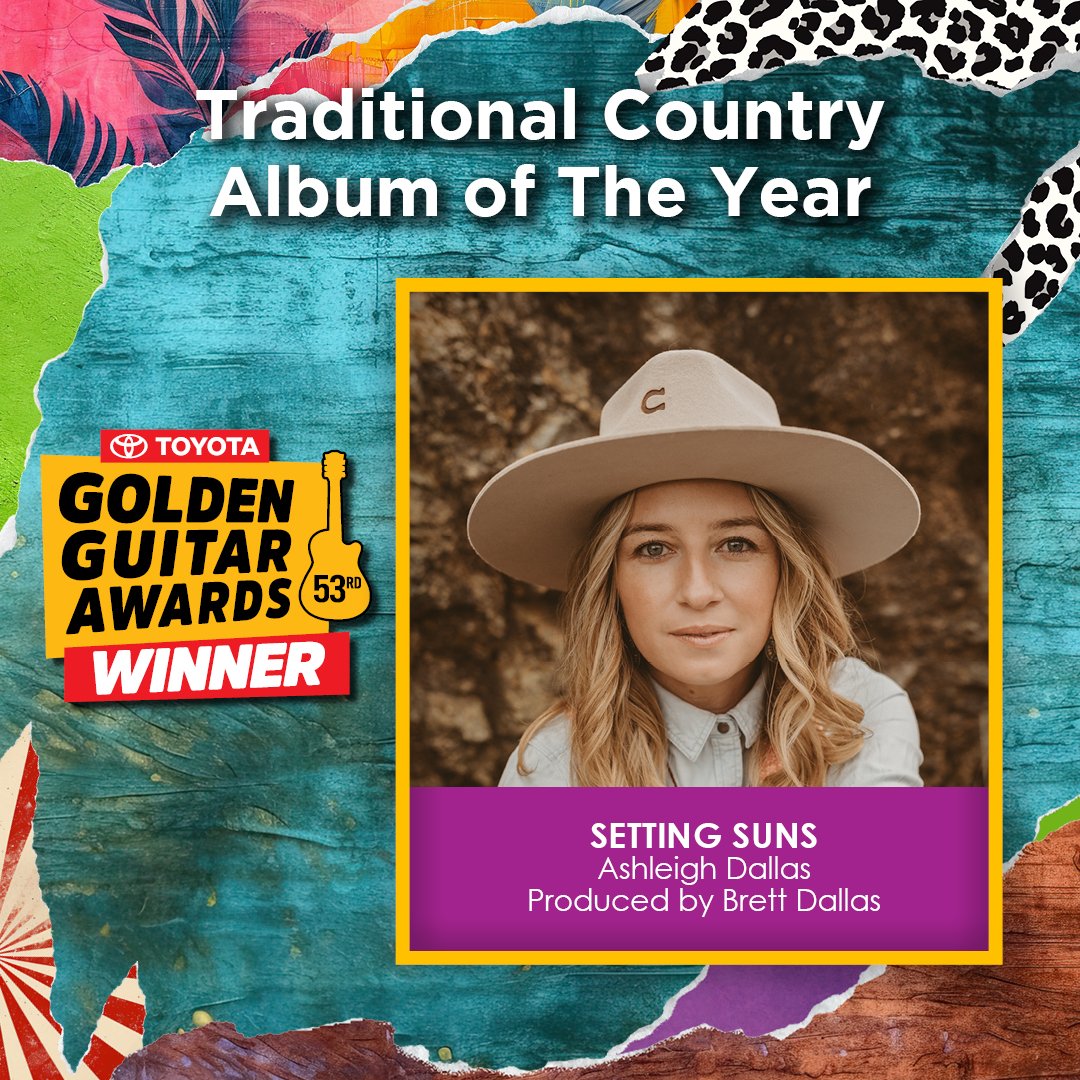 Tamworth Country Music Festival (@tcmf_official) on Twitter photo The 2025 Golden Guitar Award for Traditional Country Album of the Year goes to...
<a href="/ashleighdallas/">Ashleigh Dallas</a> for “SETTINGS SUNS”, produced by Brett Dallas ⭐🏆
#GoldenGuitars #TCMF2025 The 2025 Golden Guitar Award for Traditional Country Album of the Year goes to...
<a href="/ashleighdallas/">Ashleigh Dallas</a> for “SETTINGS SUNS”, produced by Brett Dallas ⭐🏆
#GoldenGuitars #TCMF2025