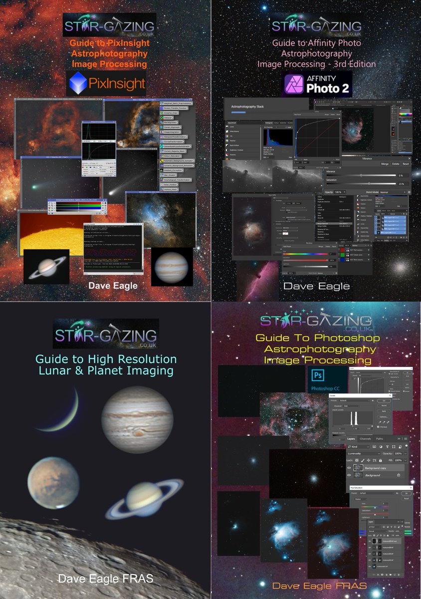 Dave_StarGeezer's tweet image. My astrophotography books on PixInsight, Affinity Photo, Photoshop and High Resolution Lunar & Planet Imaging are available from my secure Online Shop:
star-gazing.co.uk/shop