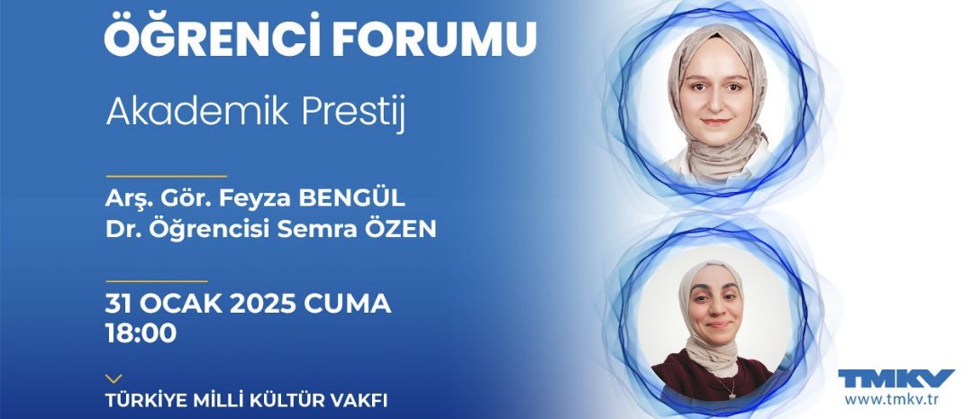 TMKV1969's tweet photo. Doktora öğrencilerimiz ile gerçekleştireceğimiz "Akademik Prestij" konulu öğrenci forumumuza davetlisiniz.

Tarih: 31 Ocak 2025 Cuma
Saat: 18.00
Yer: TMKV konferans salonu

Not: Etkinliğimiz interaktif olacaktır. 
 #tmkv #konferans #akademi #forum https://t.co/W2p9ljU1Xh