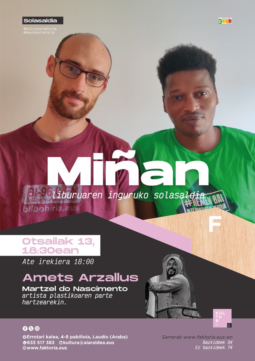 𝗠𝗜𝗡̃𝗔𝗡 𝗦𝗢𝗟𝗔𝗦𝗔𝗟𝗗𝗜𝗔, 𝗔𝗺𝗲𝘁𝘀 𝗔𝗿𝘇𝗮𝗹𝗹𝘂𝘀 𝗲𝘁𝗮 𝗠𝗮𝗿𝘁𝘇𝗲𝗸𝗶𝗻 📙
👉 Otsailak 13, eguena · 18:30
Informazio guztia gure webgunean.

𝗦𝗮𝗿𝗿𝗲𝗿𝗮𝗸: labur.eus/MinanSolasaldia
Bazkideek 5€ / Ez-bazkideak 7€