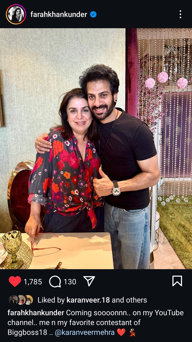 It's going to be super fun! Watching these two together!! 

I love how she keeps calling him her favourite! 🥰❤️ Elite choice Farah...just like us! 😝

<a href="/KaranVeerMehra/">Karan Veer Mehra</a> <a href="/TheFarahKhan/">TheFarahKhan</a> 

#KaranVeerMehra #BiggBoss18