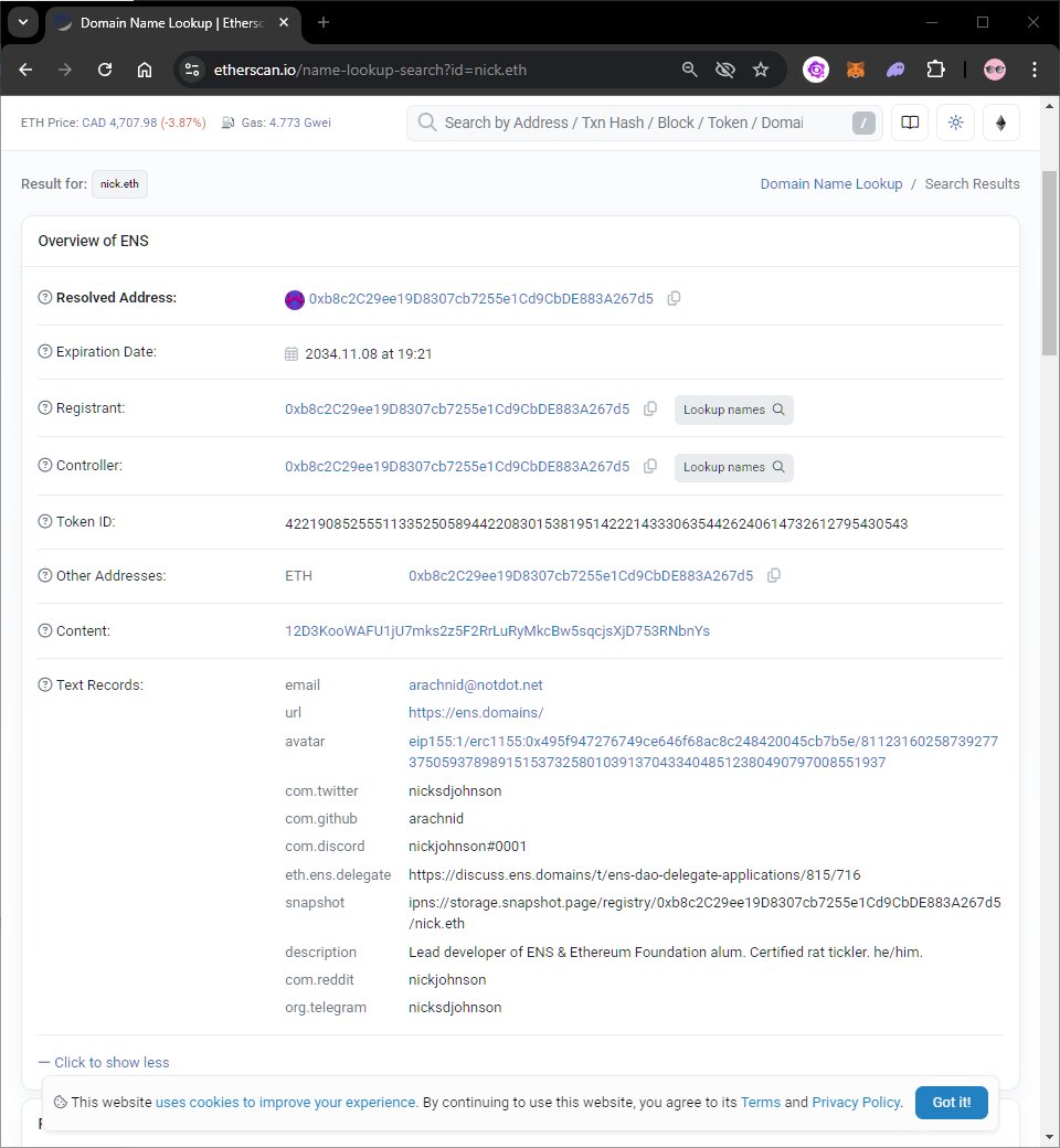 lovvrEth's tweet photo. This is what the .eth does.
This is ENS.
This is what it looks like, when there are records on your ENS for the world to see.

Check it yourself on @etherscan 
Search the blockchain by name

Your name or brand seen over and over again, with every transaction.

Across the globe!
For anyone to see.

This is WEB3