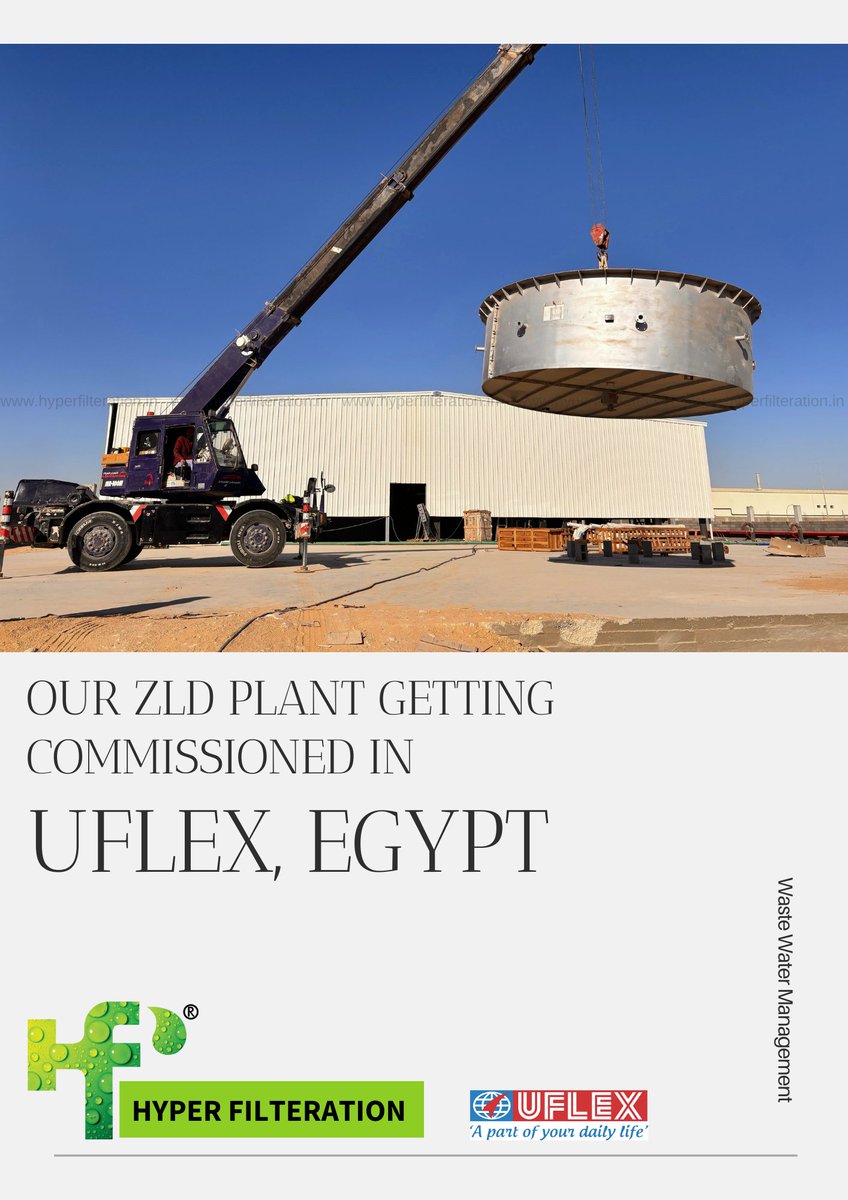 Hyperfiltindia's tweet photo. Our Zero Liquid Discharge Plant getting Commissioned in UFLEX Group at their Egypt Plant.

Website - https://t.co/deKLpv8Z6p
Email - kajal@hyperfilteration.com
Contact us at - +91 7290065502
#watertreatmentplant #watermanagementsolutions #watewatertreatment #zld #stp #etp https://t.co/eojncQlF5j