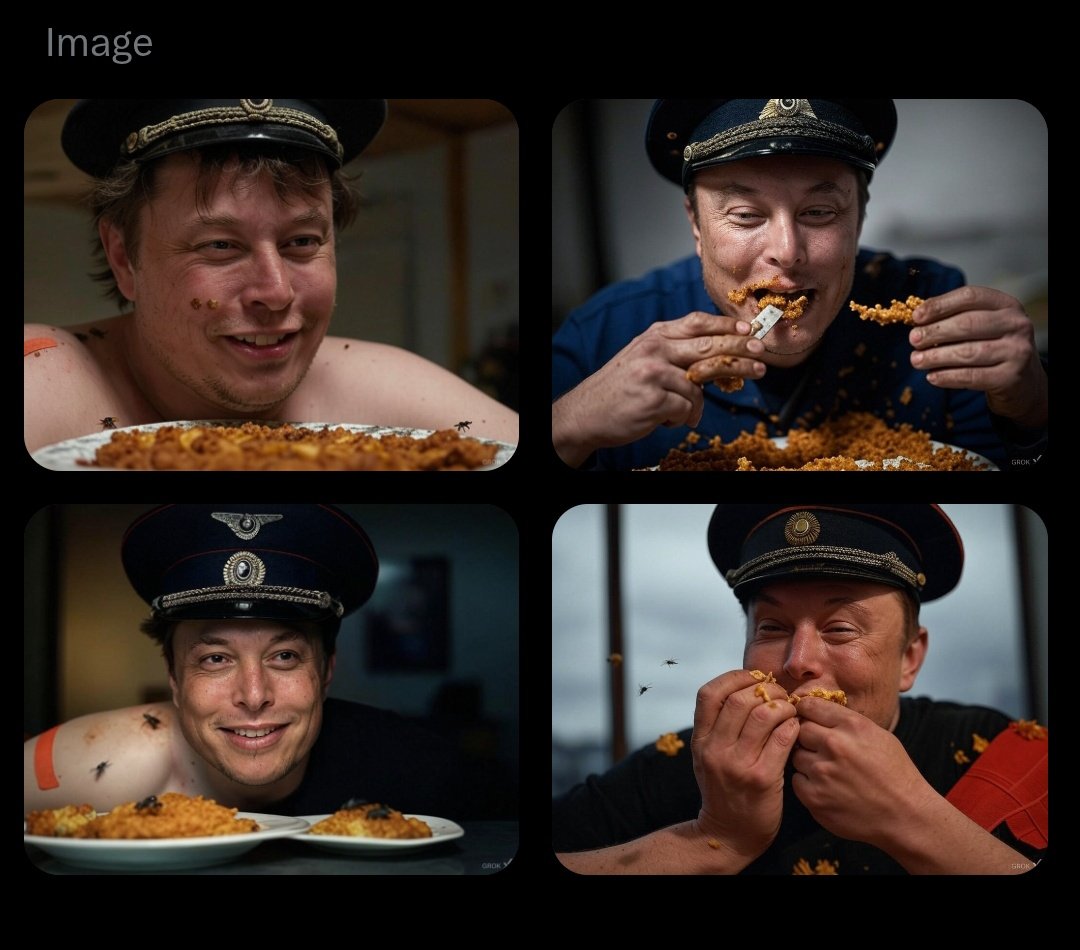 At first grok was decined my request, but look, it can draw historically accurate Elon.