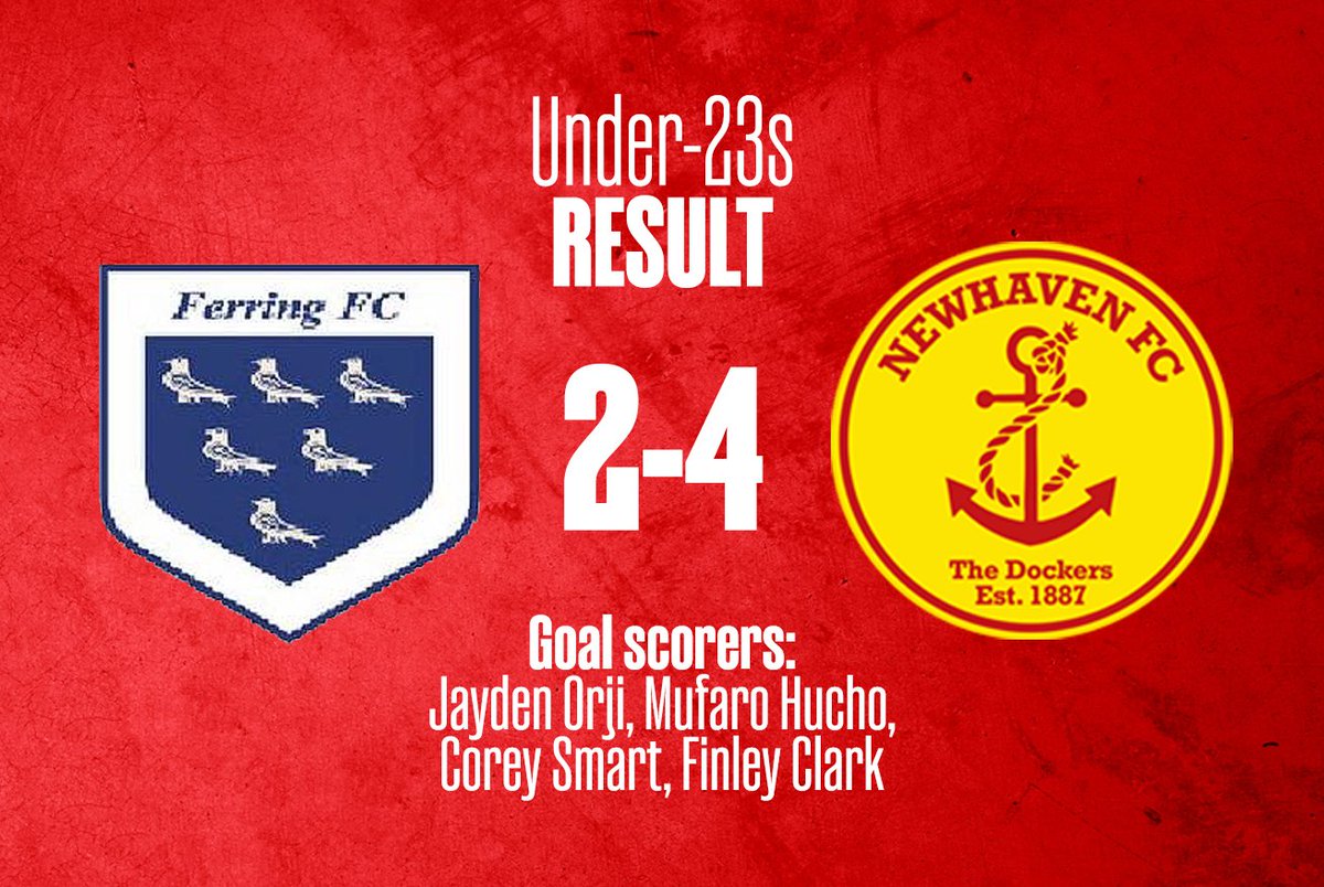 NewhavenFC's tweet photo. 🔴🟡 𝗨𝟮𝟯 𝗥𝗘𝗦𝗨𝗟𝗧!

Our Under-23s are through to the semi-final of the U23 Challenge Cup after a 4-2 against Ferring last night.

The Dockers goals came from Jayden Orji, Mufaro Hucho, Corey Smart and Finley Clark.

#COYD https://t.co/aPZyT3Q5P9