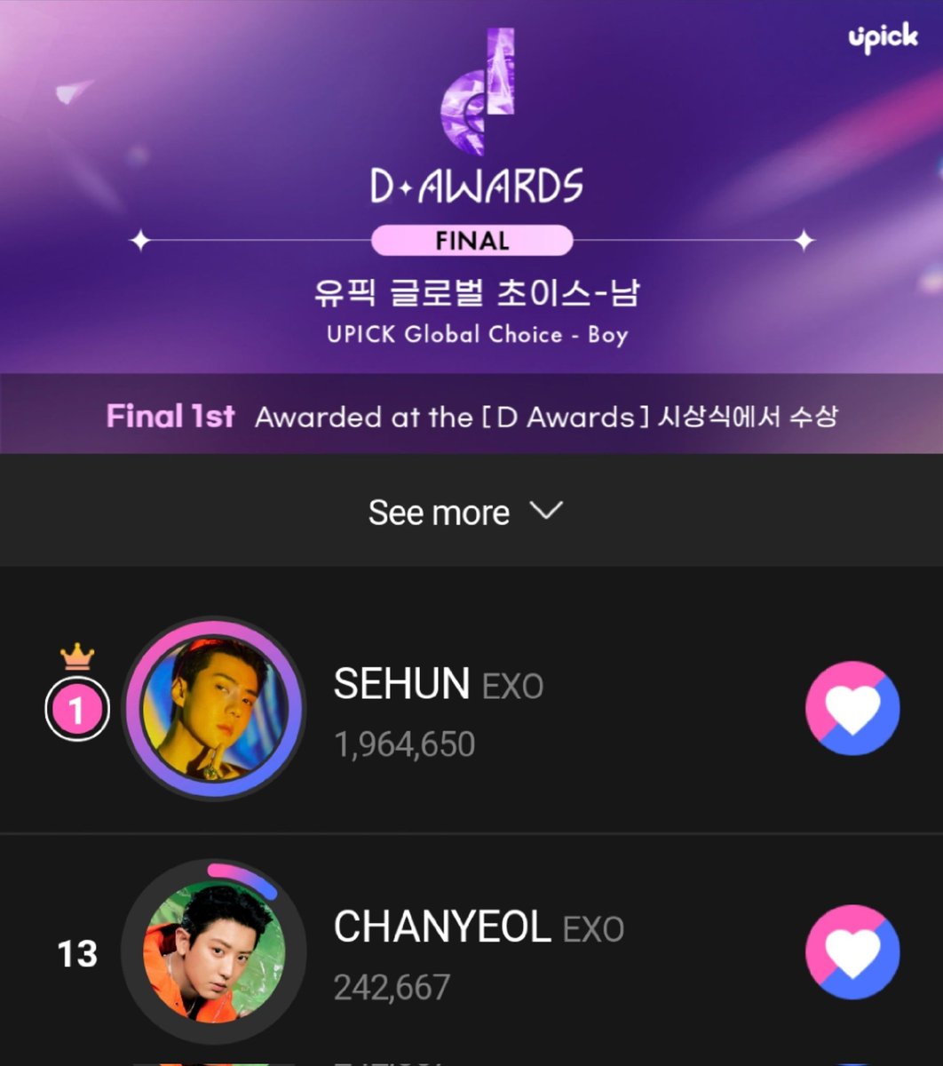 EXO Support (@supportteamexo) on Twitter photo UPICK D Awards ๐ณ
๐น๏ธBest Boy Group Popularity
#2 #EXO
๐ Ends 13/02
๐น๏ธBest Boy Solo Popularity
#1 #BAEKHYUN
#10 #CHANYEOL
#15 #DO
๐ Ends 07/02
๐น๏ธUPICK Global Choice - Boy
#1 #SEHUN
#13 CHANYEOL
๐ Ends 11/02
๐s.u-pick.io/dl/j1N3bb5PkSAโฆ
#์์ #๋ฐฑํ #์ฐฌ์ด #๋๊ฒฝ์ #์ธํ UPICK D Awards ๐ณ
๐น๏ธBest Boy Group Popularity
#2 #EXO
๐ Ends 13/02
๐น๏ธBest Boy Solo Popularity
#1 #BAEKHYUN
#10 #CHANYEOL
#15 #DO
๐ Ends 07/02
๐น๏ธUPICK Global Choice - Boy
#1 #SEHUN
#13 CHANYEOL
๐ Ends 11/02
๐s.u-pick.io/dl/j1N3bb5PkSAโฆ
#์์ #๋ฐฑํ #์ฐฌ์ด #๋๊ฒฝ์ #์ธํ