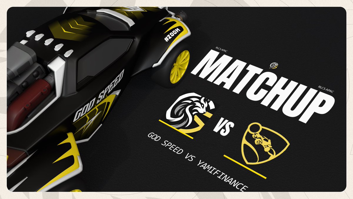 GodSpeedES's tweet photo. ⚡️Upper Quarterfinals vs YAMIFINANCE here in day 1 💪🔥

🎙️Caster
@Wolfy2Hot_ 

🖥️ Producer
@GS_HONDO 

Catch the action live: https://t.co/JrQGyQaB8N

⚫️⚪️🟡⚡️
#Zoom | #RLCS | #APAC https://t.co/g8wuEdhc0L