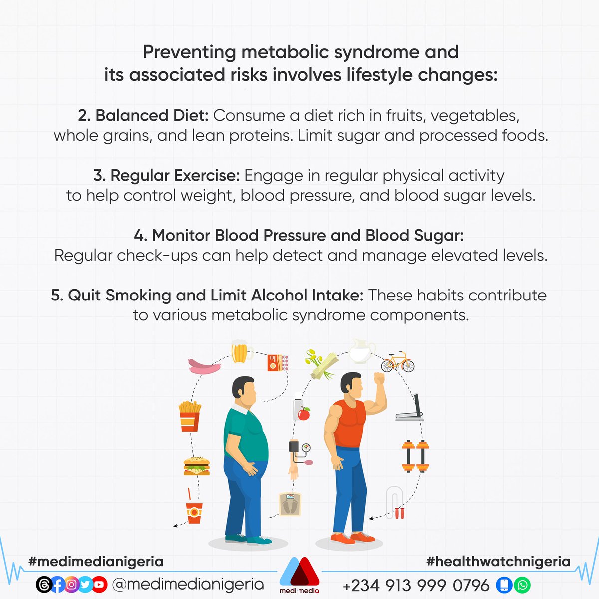 MediMediaNG's tweet photo. Most people with metabolic syndrome are urged to lose weight by adopting a healthier diet. What you really need is not a weight-loss diet but a new eating plan.

#medimedianigeria #healthforall #pain #food #beestpatrol #sad #eat #nigeria #life #love #drugs #diet #globalhealth https://t.co/CK5K8p1bs3