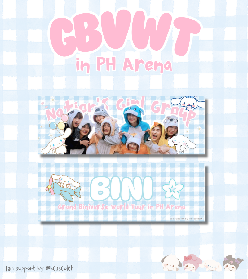 bcsscolet's tweet image. ฺ｡*:･ GBVWT fan support by @bcsscolet! ･:*｡ฺ  

❀ strictly 1:1  
❀ mbf, like + rt 
❀ for Grand Biniverse World Tour in PH Arena
❀ this will be distributed by my irl friends but i&apos;ll post updates of their whereabouts from time to time

it&apos;s me and onesie x sanrio bini hihi