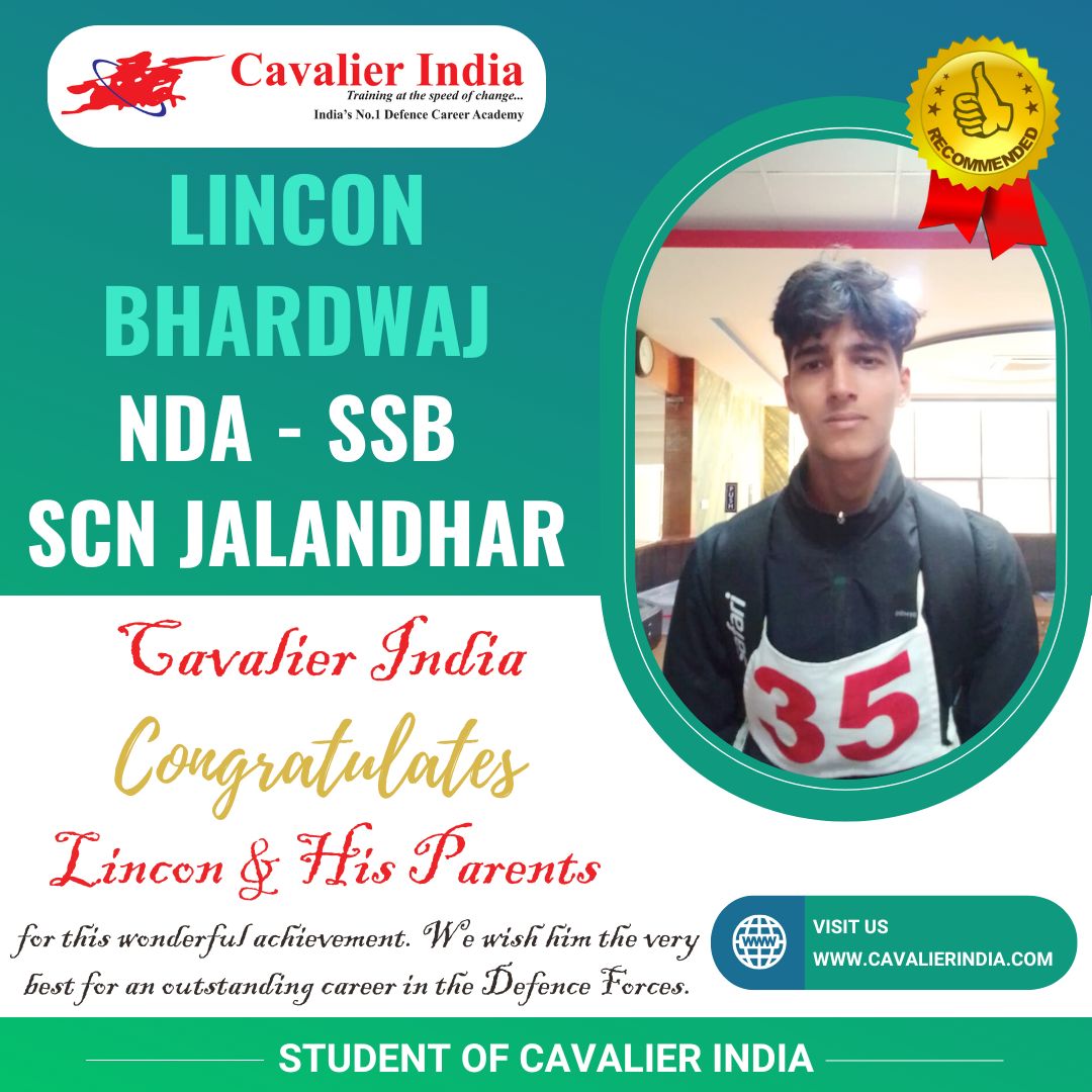 cavalierindia93's tweet photo. Adding to the Glory! Another Achievement from Cavalier India 📷📷
Our NDA Written student Lincon Bhardwaj secured a well-deserved recommendation for NDA - SSB at SCN Jalandhar
📷 Website: https://t.co/7DnSMNpSR0
#ssb #ndassb #coaching #defenceexam #SuccessStory https://t.co/RpQRnqV6Am
