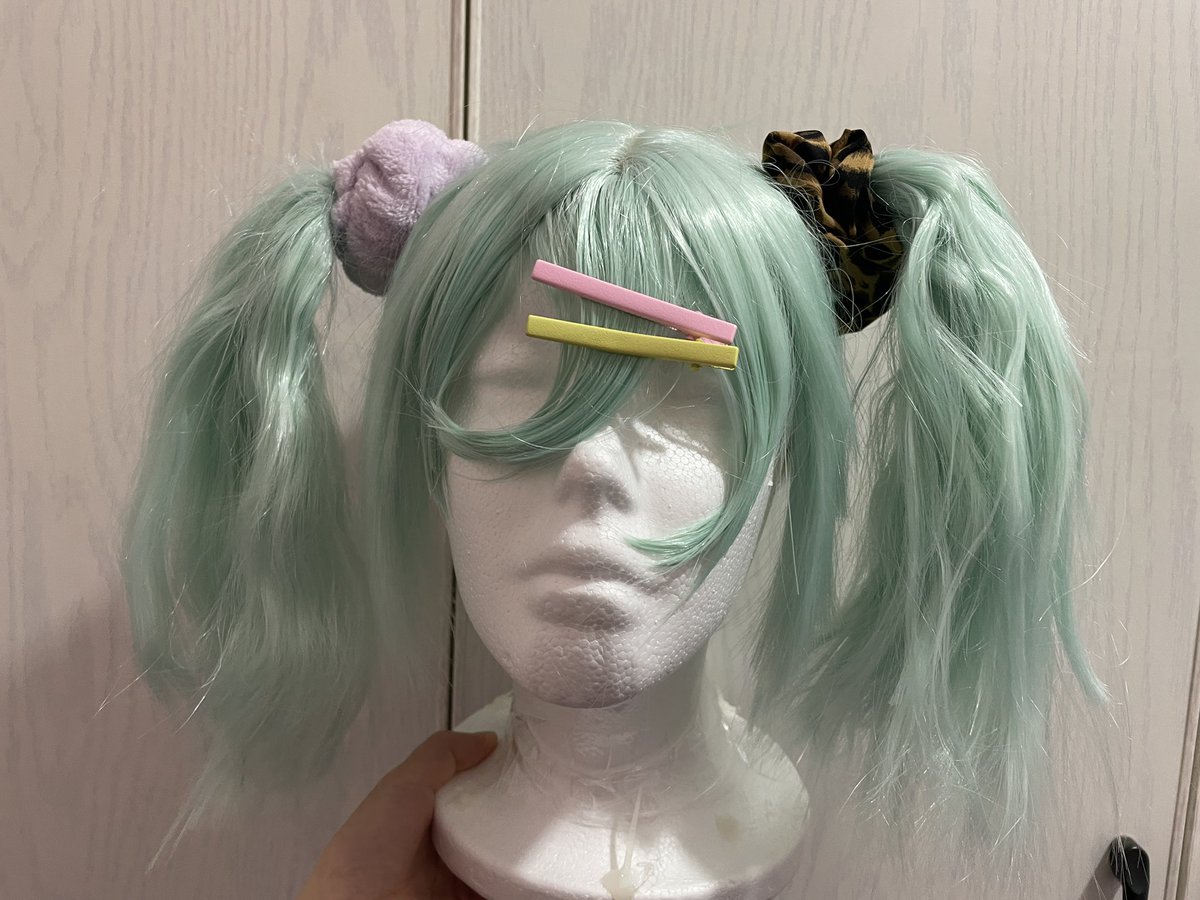 wakamebubble's tweet image. Wig for nemia cosplay sry I’m really not good at wig styling 😢